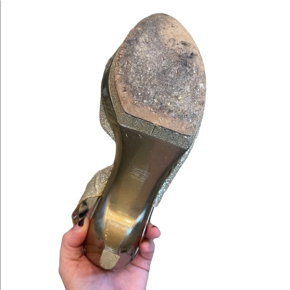 PELLE MODA Golden glitter high open toe slingback sandals Size 7.5 - Picture 6 of 7